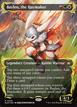 Baylen, the Haymaker (Borderless) (Raised Foil) - Bloomburrow (BLB)