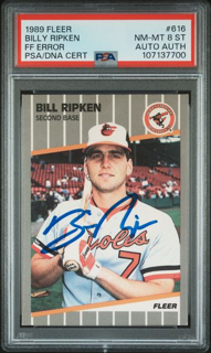 1989 Fleer Base - Billy Ripken - FF Error - PSA 8 Authentic Auto